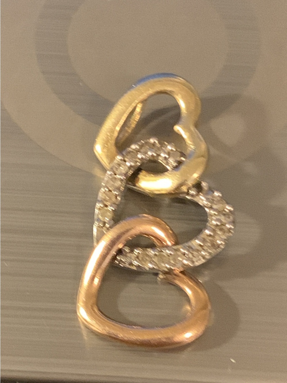 Tri-Heart Multitone Pendant Necklace - Gold, & Rose Gold white gold in 14k